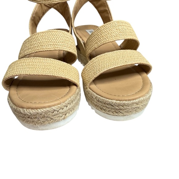Steve Madden Women's Tan Raffia Wedge Sandals Size‎ 8 - Picture 6 of 14
